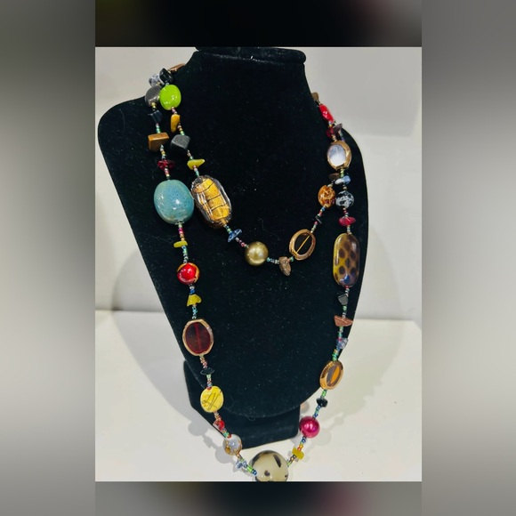 Murano Jewelry - Murano Vintage Multicolor Beaded Glass and Stone Necklace.  STUNNING 🤩 20” w ext